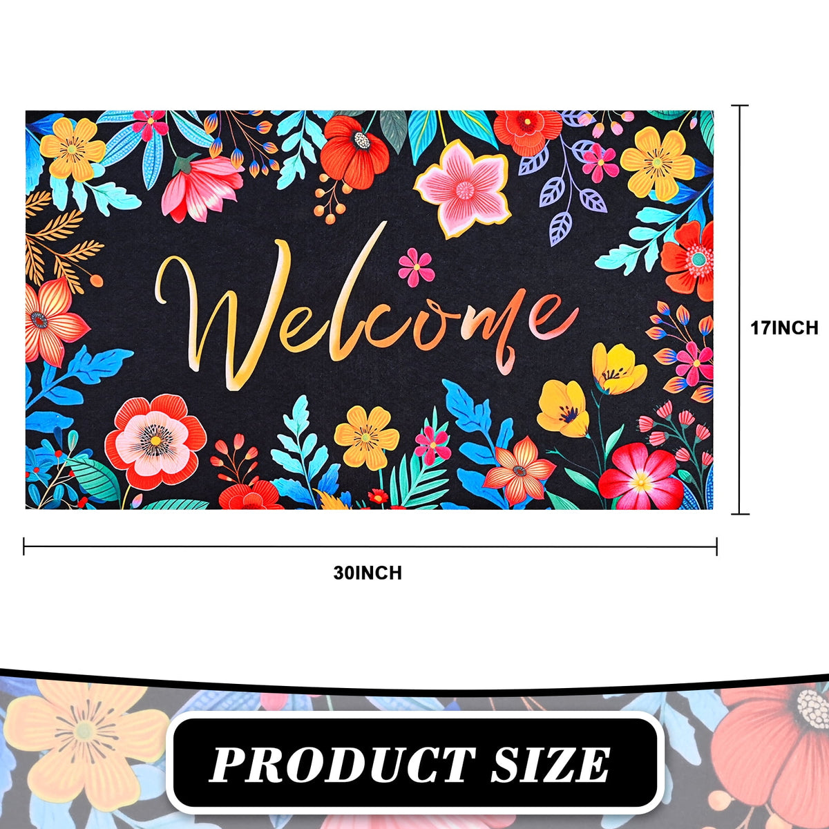 Waipfaru Spring Doormats Floral Front Doormat Non Slip Summer Welcome Mat for Outdoor Entrance, 18" x 30"