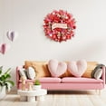 Waipfaru 18" Valentines Day Mesh Wreath for Front Door,Handmade Red & Pink Deco Mesh Wreath with Wooden Sign,Romantic Heart Ribbon Door Hanger for Valentine Decorations
