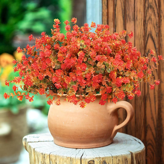 Waipfaru 12 Bundles Artificial Fall Flowers ,Fake Mums,UV Resistant Fake Greenery,No Fade Faux Flowers for Outside Porch Home Decoration