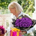 Waipfaru Glitter Roses Bouquet Purple,24pcs Glitter Artificial Flowers,DIY Glitter Everlasting Rose Bouquet with Stem for Valentine's Day Gifts,Engagement,Anniversary,Wedding