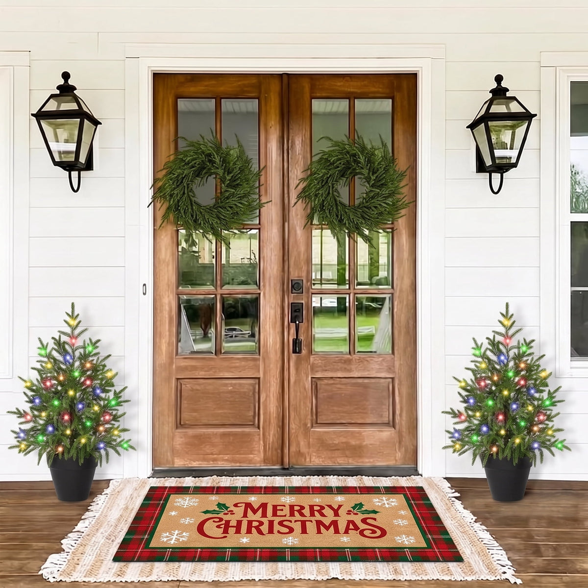 Waipfaru 2ft Pre-Lit Artificial Norfolk Pine Christmas Tree,Realistic Potted Tree with LED Lights, Artificial Christmas Trees for Holiday Decoration