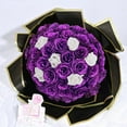 Waipfaru Purple Glitter Roses Bouquet,56pcs Artificial Roses Flowers,DIY Glitter Everlasting Rose Bouquet with Stem for Valentine's Day Anniversary(36 Purple&20 White)