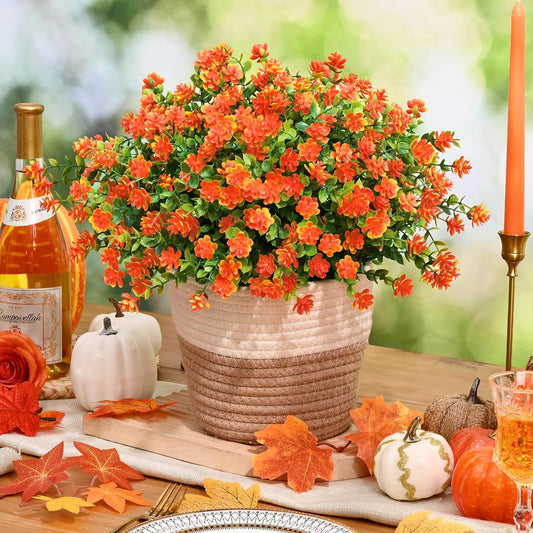 Waipfaru 12 Bundles Fall Flowers Outdoor ,Fake Mums,UV Resistant Faux Flowers No Fade Fake Greenery for Outside Porch Home Decoration