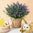 Waipfaru 20 Bundles Artificial Lavender Plants Outdoor, UV Resistant Fake Flowers,Realistic Faux Plastic Lavender Shrubs for Porch Garden Window Box Home Decor (Purple)