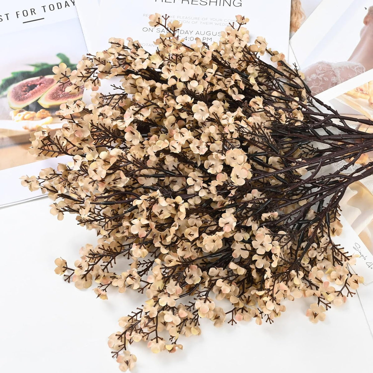 Waipfaru 20Pcs Artificial Fall Flowers Babys Breath Flower Bulk,Real Touch Silk Gypsophila Bouquets for Home Festival Decor