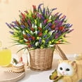Waipfaru 20 Bundles Artificial Lavender Plants Outdoor, UV Resistant Fake Flowers,Realistic Faux Plastic Lavender Shrubs for Porch Garden Window Box Home Decor (Mix)