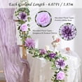 Waipfaru 6ft Purple Flower Garland, Artificial Eucalyptus Garland with Purple Roses Flower, Fake Rose Floral Greenery Garland for Wedding Arch Table Wall Room Decor