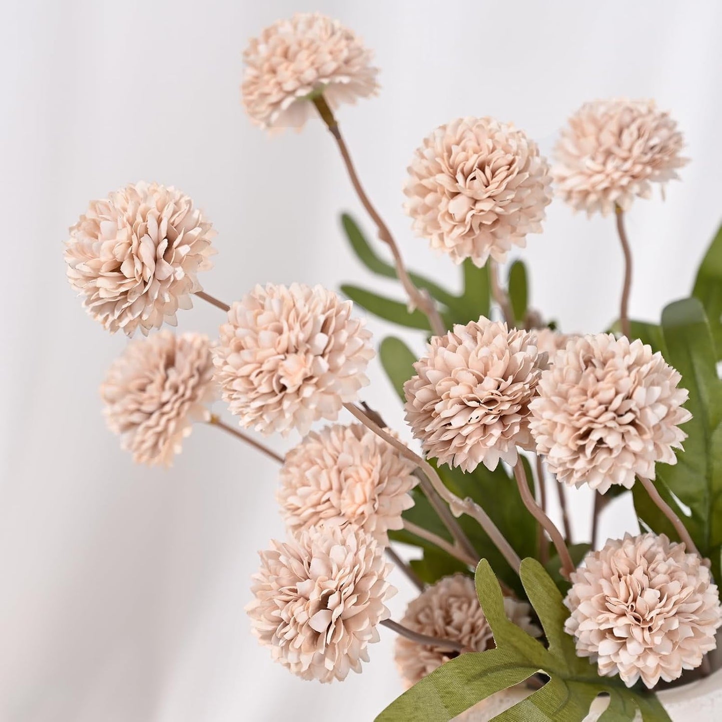 Waipfaru 12pcs Fake Silk Pompon Mum Artificial Flowers,Small Faux Chrysanthemums with Stems,Realistic Floral Decorations for Wedding DIY Bouquet Centerpieces Shower Vase Home Decor