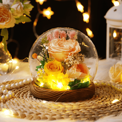 Waipfaru Preserved Rose in Glass Dome with Wooden Base,Eternal Rose Flower for Valentine’s Day, Anniversary, Birthday, Romantic Gift for Her