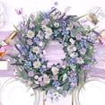 Waipfaru 22" Spring Wreaths for Front Door, Artificial Summer Wreath with Eucalyptus Leaf,Lavender Daisy for Indoor Outdoor Home Decor Festival Celebrations