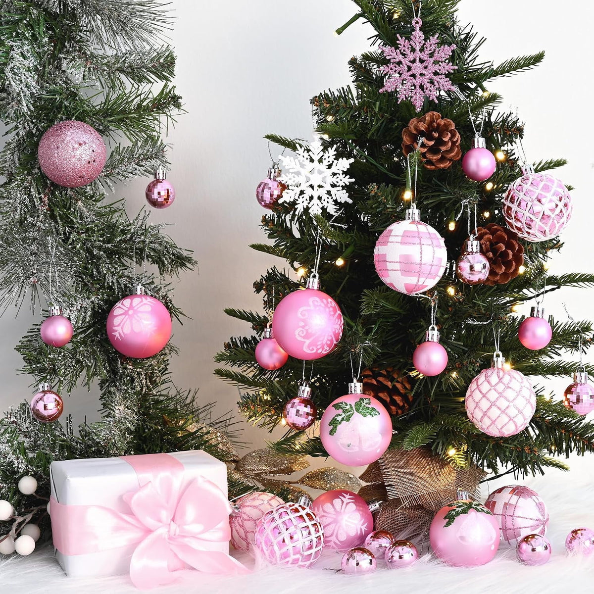 Waipfaru Christmas Balls Ornaments for Xmas Tree,50Pcs Shatterproof Christmas Tree Decorations, 2.36" Hanging Xmas Ball Ornaments Set for Holiday Party Decoration