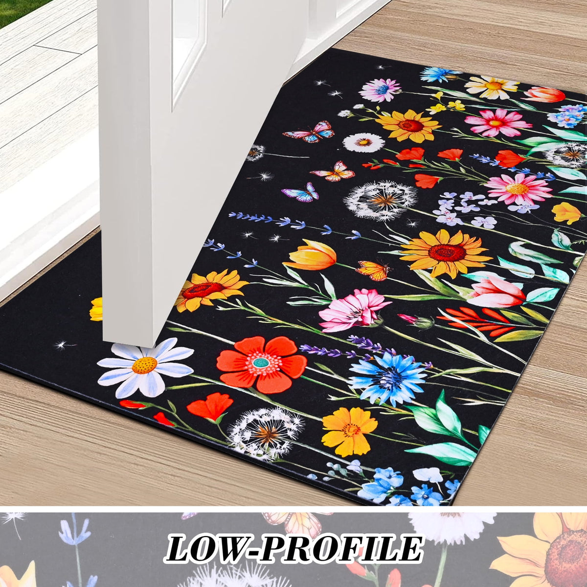 Waipfaru Spring Doormats Floral Front Doormat Non Slip Summer Welcome Mat for Outdoor Entrance, 18" x 30"