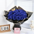 Waipfaru Glitter Roses Bouquet Blue,24pcs Glitter Artificial Flowers,DIY Glitter Everlasting Rose Bouquet with Stem for Valentine's Day Gifts,Engagement,Anniversary,Wedding