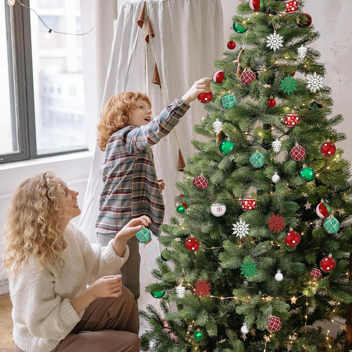 Waipfaru Christmas Balls Ornaments for Xmas Tree,50Pcs Shatterproof Christmas Tree Decorations, 2.36" Hanging Xmas Ball Ornaments Set for Holiday Party Decoration
