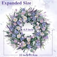 Waipfaru 22" Spring Wreaths for Front Door, Artificial Summer Wreath with Eucalyptus Leaf,Lavender Daisy for Indoor Outdoor Home Decor Festival Celebrations