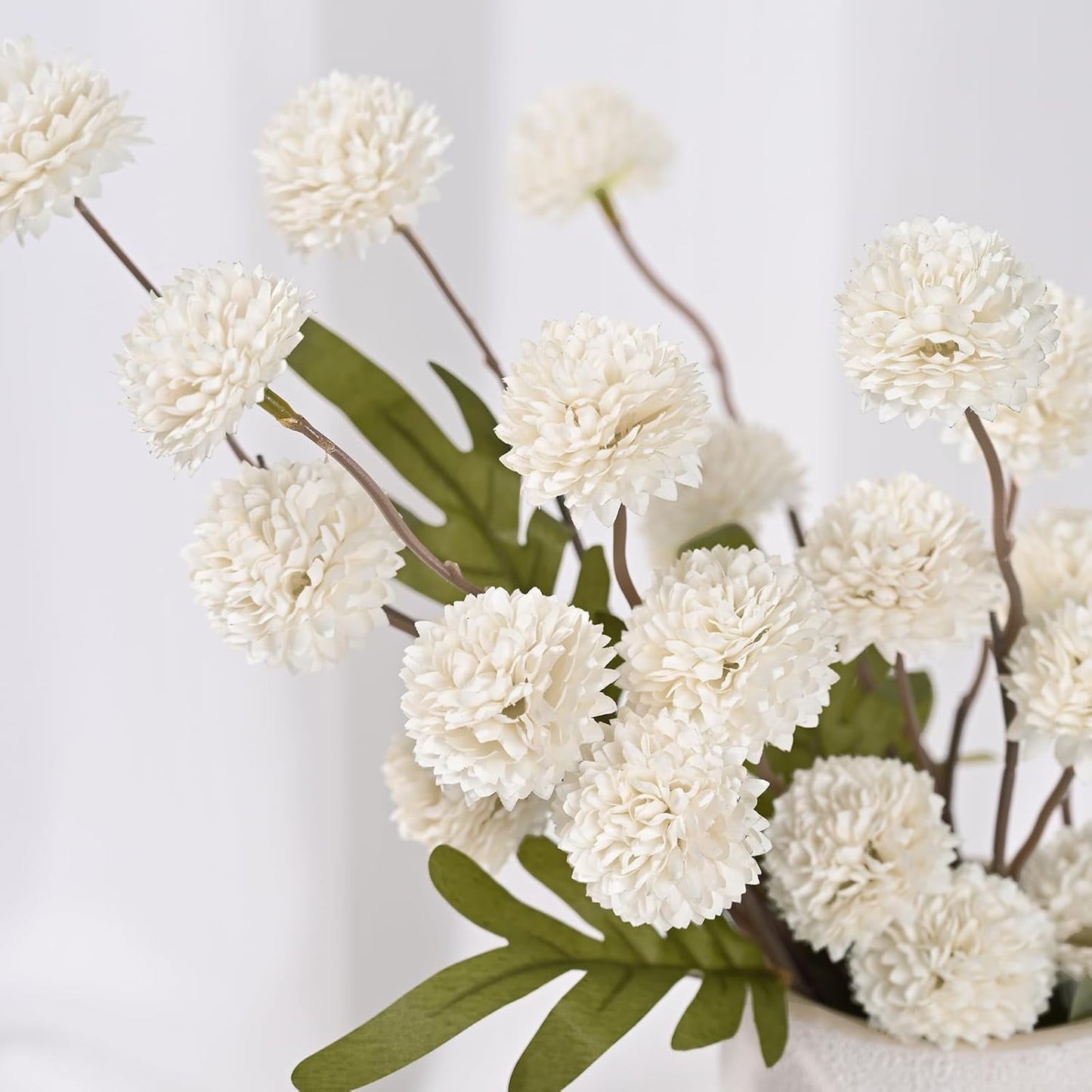 Waipfaru 12pcs Fake Silk Pompon Mum Artificial Flowers,Small Faux Chrysanthemums with Stems,Realistic Floral Decorations for Wedding DIY Bouquet Centerpieces Shower Vase Home Decor