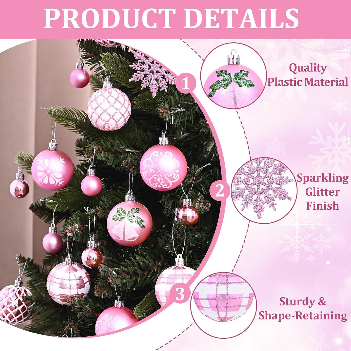 Waipfaru Christmas Balls Ornaments for Xmas Tree,50Pcs Shatterproof Christmas Tree Decorations, 2.36" Hanging Xmas Ball Ornaments Set for Holiday Party Decoration