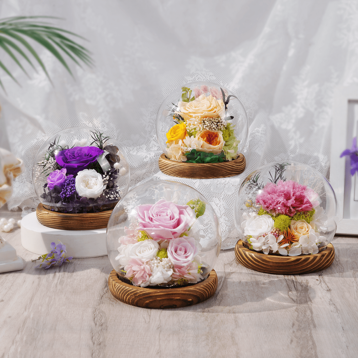 Waipfaru Preserved Rose in Glass Dome with Wooden Base,Eternal Rose Flower for Valentine’s Day, Anniversary, Birthday, Romantic Gift for Her
