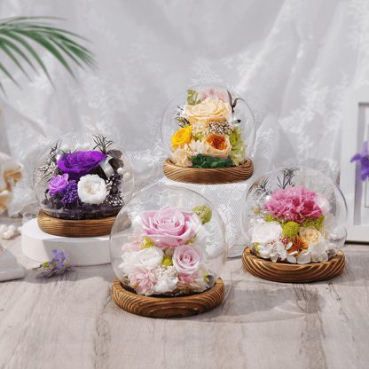 Waipfaru Preserved Rose in Glass Dome with Wooden Base,Eternal Rose Flower for Valentine’s Day, Anniversary, Birthday, Romantic Gift for Her