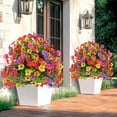 Waipfaru Outdoor Artificial Flower Decorations,22inch Fake Daisies Shrub with Eucalyptus Leaves,UV Resistant Artificial Plant for Indoor Outdoor Front Porch Gardens