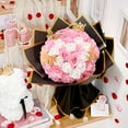 Waipfaru Pink Glitter Roses Bouquet,56pcs Artificial Roses Flowers,DIY Glitter Everlasting Rose Bouquet with Stem for Valentine's Day Anniversary(36 Pink&20 White)