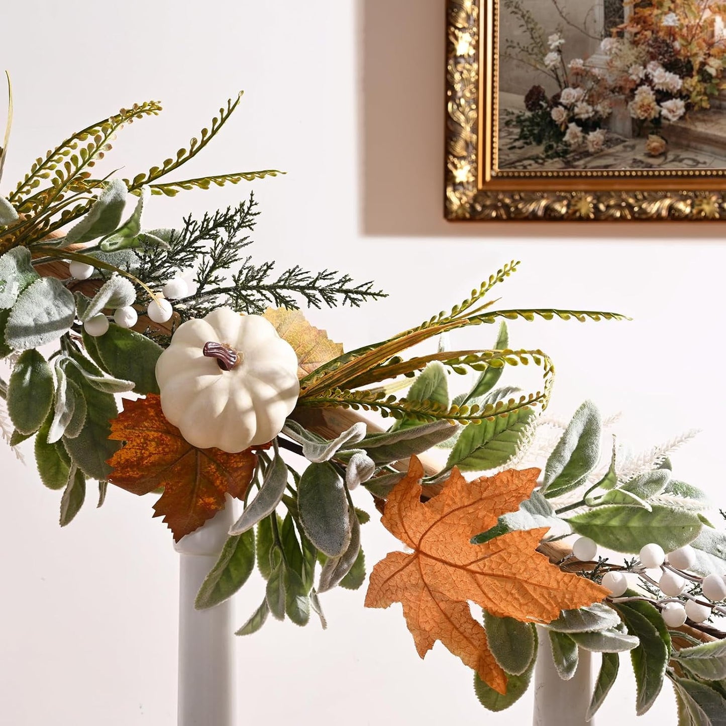 Waipfaru 6ft Fall Garland for Mantle, Lighted Autumn Garland for Table Centerpiece Thanksgiving Porch Home Decor