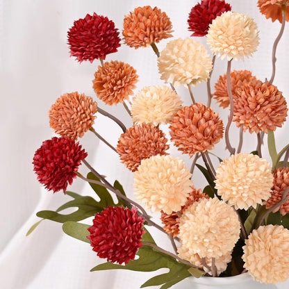 Waipfaru 12pcs Fake Silk Pompon Mum Artificial Flowers,Small Faux Chrysanthemums with Stems,Realistic Floral Decorations for Wedding DIY Bouquet Centerpieces Shower Vase Home Decor