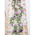 Waipfaru 6ft Purple Flower Garland, Artificial Eucalyptus Garland with Purple Roses Flower, Fake Rose Floral Greenery Garland for Wedding Arch Table Wall Room Decor