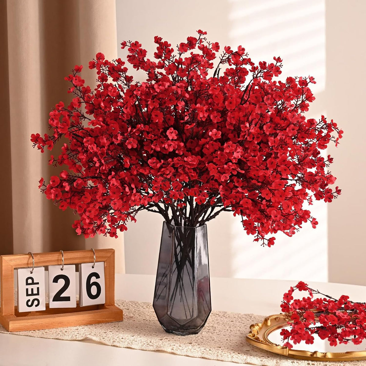 Waipfaru 30Pcs Artificial Fall Flowers Babys Breath Flower Bulk,Real Touch Silk Gypsophila Bouquets for Home Festival Decor