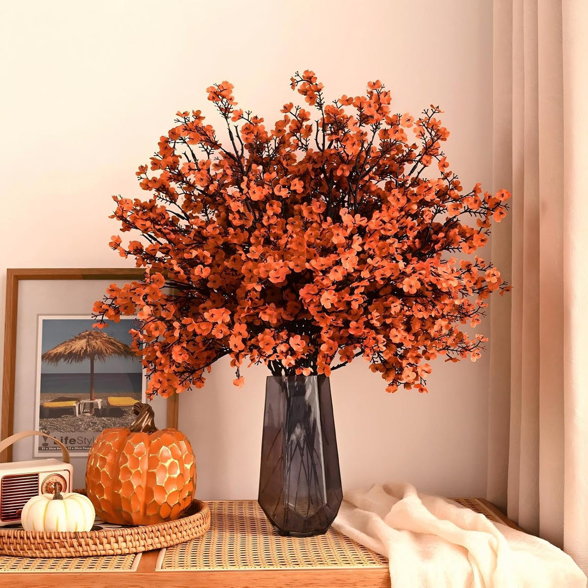 Waipfaru 20Pcs Artificial Fall Flowers Babys Breath Flower Bulk,Real Touch Silk Gypsophila Bouquets for Home Festival Decor