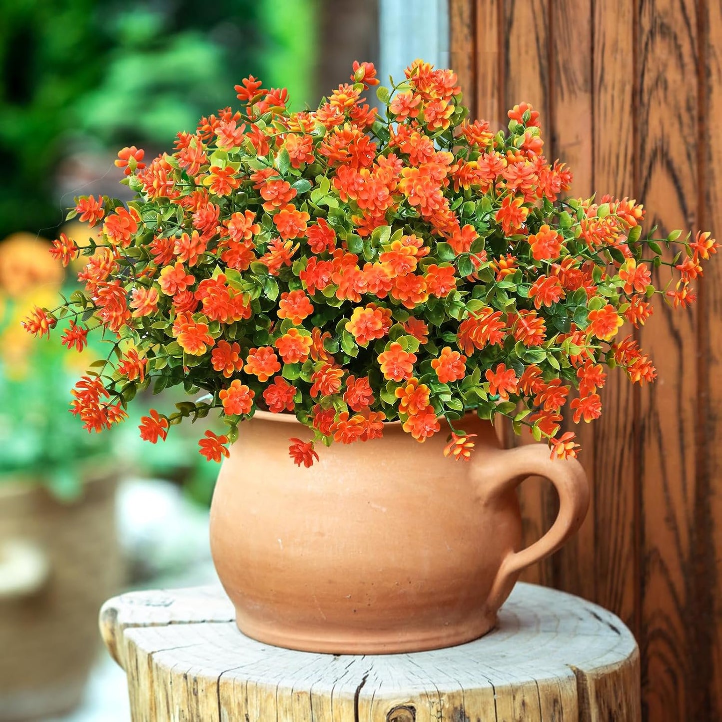 Waipfaru 12 Bundles Fall Flowers Outdoor ,Fake Mums,UV Resistant Faux Flowers No Fade Fake Greenery for Outside Porch Home Decoration