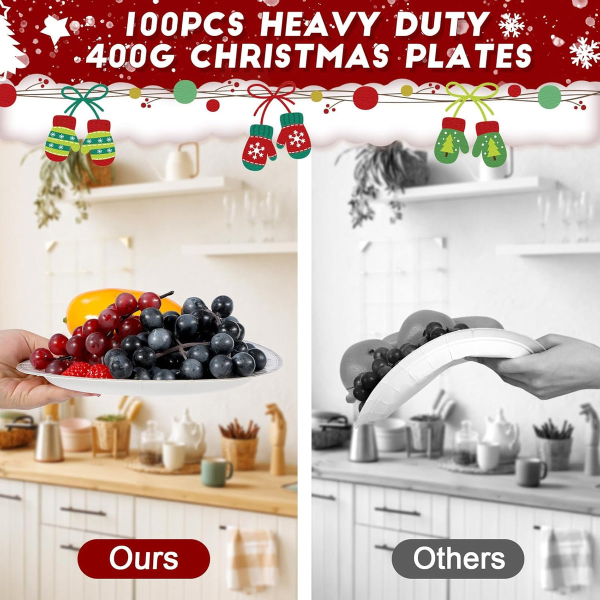 Waipfaru 200 PCS Christmas Paper Plates and Napkins Christmas Tree Party Supplies White Disposable Dinnerware Set for Xmas