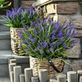 Waipfaru 20 Bundles Artificial Lavender Plants Outdoor, UV Resistant Fake Flowers,Realistic Faux Plastic Lavender Shrubs for Porch Garden Window Box Home Decor (Purple)