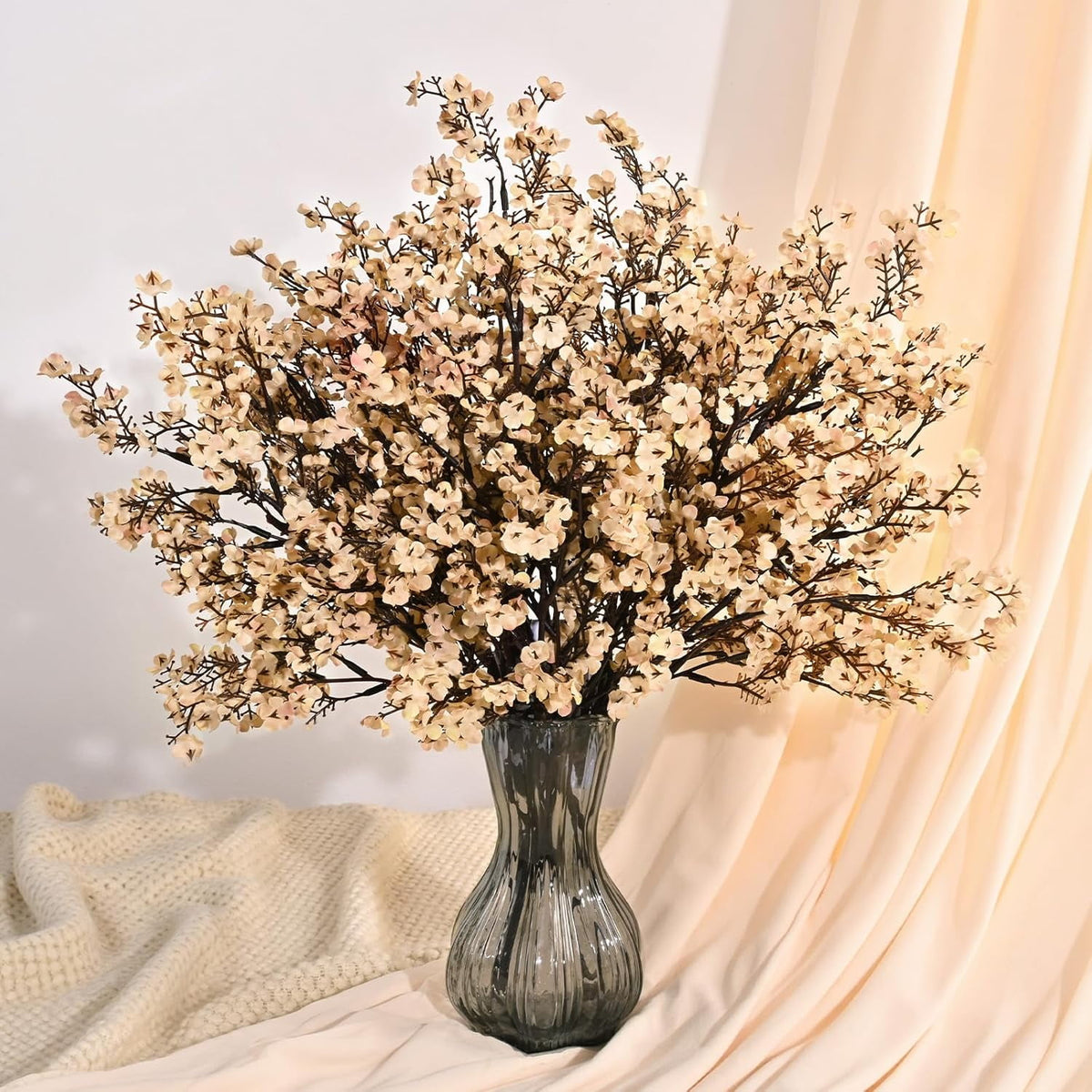 Waipfaru 20Pcs Artificial Fall Flowers Babys Breath Flower Bulk,Real Touch Silk Gypsophila Bouquets for Home Festival Decor