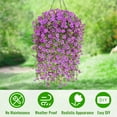 Waipfaru Artificial Hanging Flowers for Outdoors Spring Summer Decoration,2 Pcs UV Resistant Faux Silk Violet Fake Flowers for Garden Porch Window Home Decor(Purple)