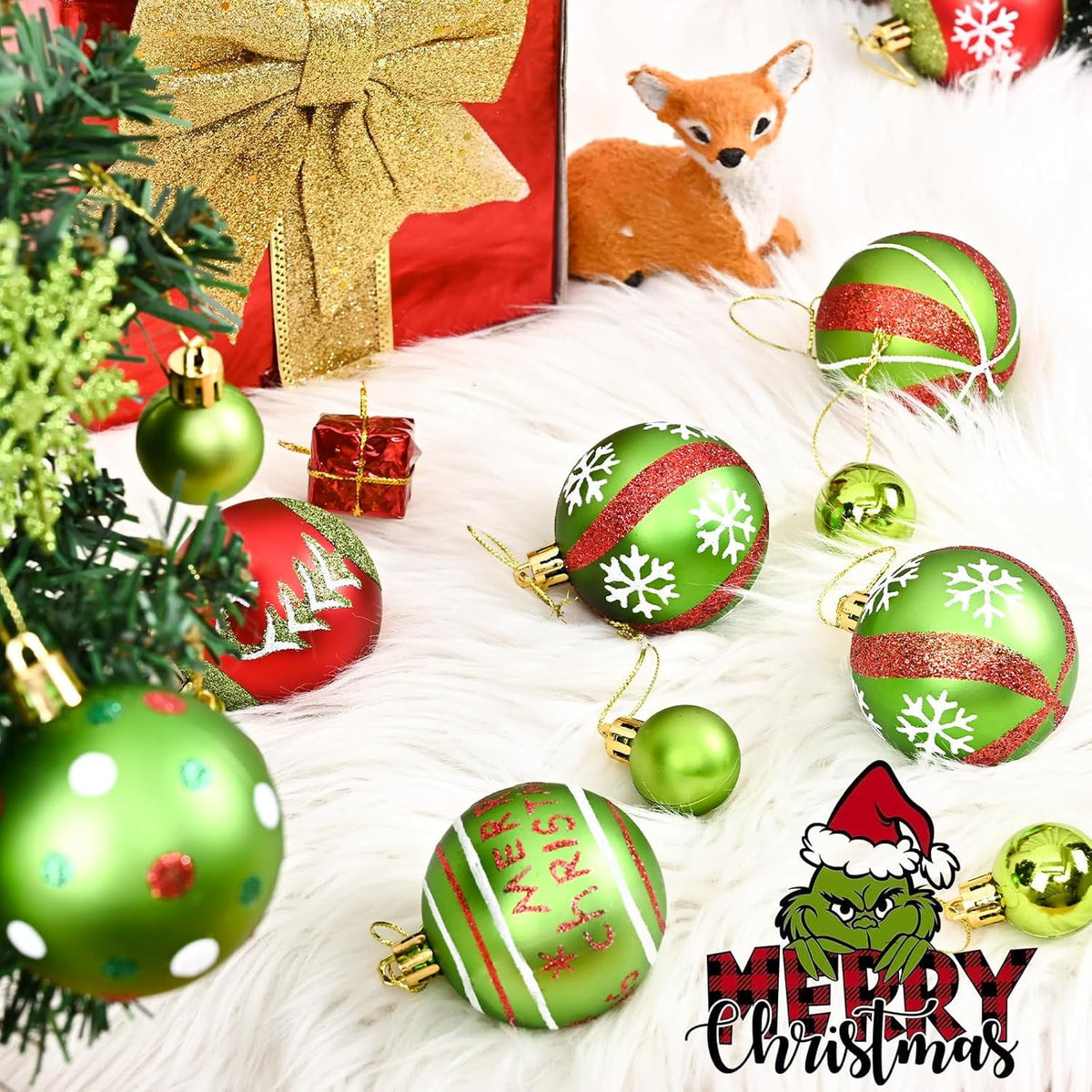 Waipfaru Christmas Balls Ornaments for Xmas Tree,50Pcs Shatterproof Christmas Tree Decorations, 2.36" Hanging Xmas Ball Ornaments Set for Holiday Party Decoration