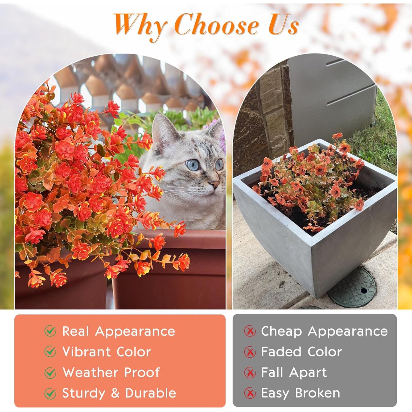 Waipfaru 12 Bundles Artificial Fall Flowers ,Fake Mums,UV Resistant Fake Greenery,No Fade Faux Flowers for Outside Porch Home Decoration
