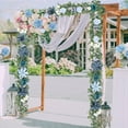 Waipfaru 6ft Blue Flower Garland, Artificial Eucalyptus Garland with Blue Roses, Fake Rose Floral Greenery Garland for Wedding Arch Table Wall Room Decor