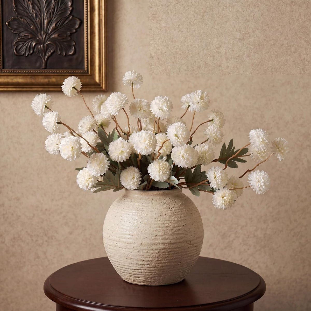 Waipfaru Fake Silk Pompon Mum Artificial Flowers,10 Stem Faux Chrysanthemums,Realistic Floral Decorations for Wedding DIY Bouquet Centerpieces Shower Vase Home Decor