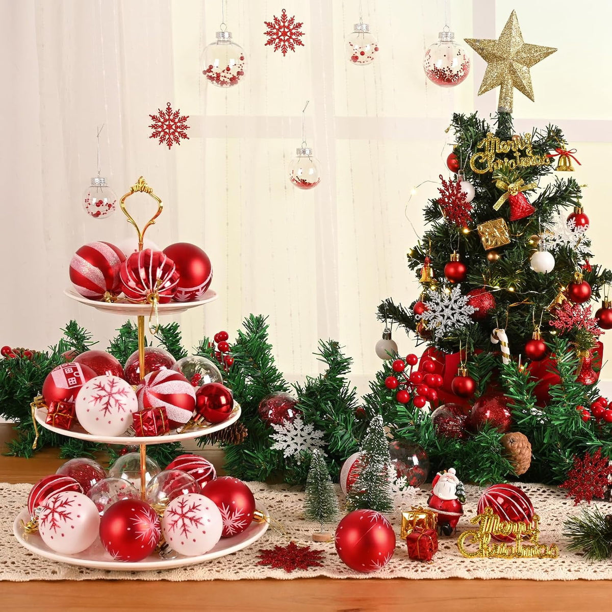 Waipfaru Christmas Balls Ornaments for Xmas Tree,50Pcs Shatterproof Christmas Tree Decorations, 2.36" Hanging Xmas Ball Ornaments Set for Holiday Party Decoration
