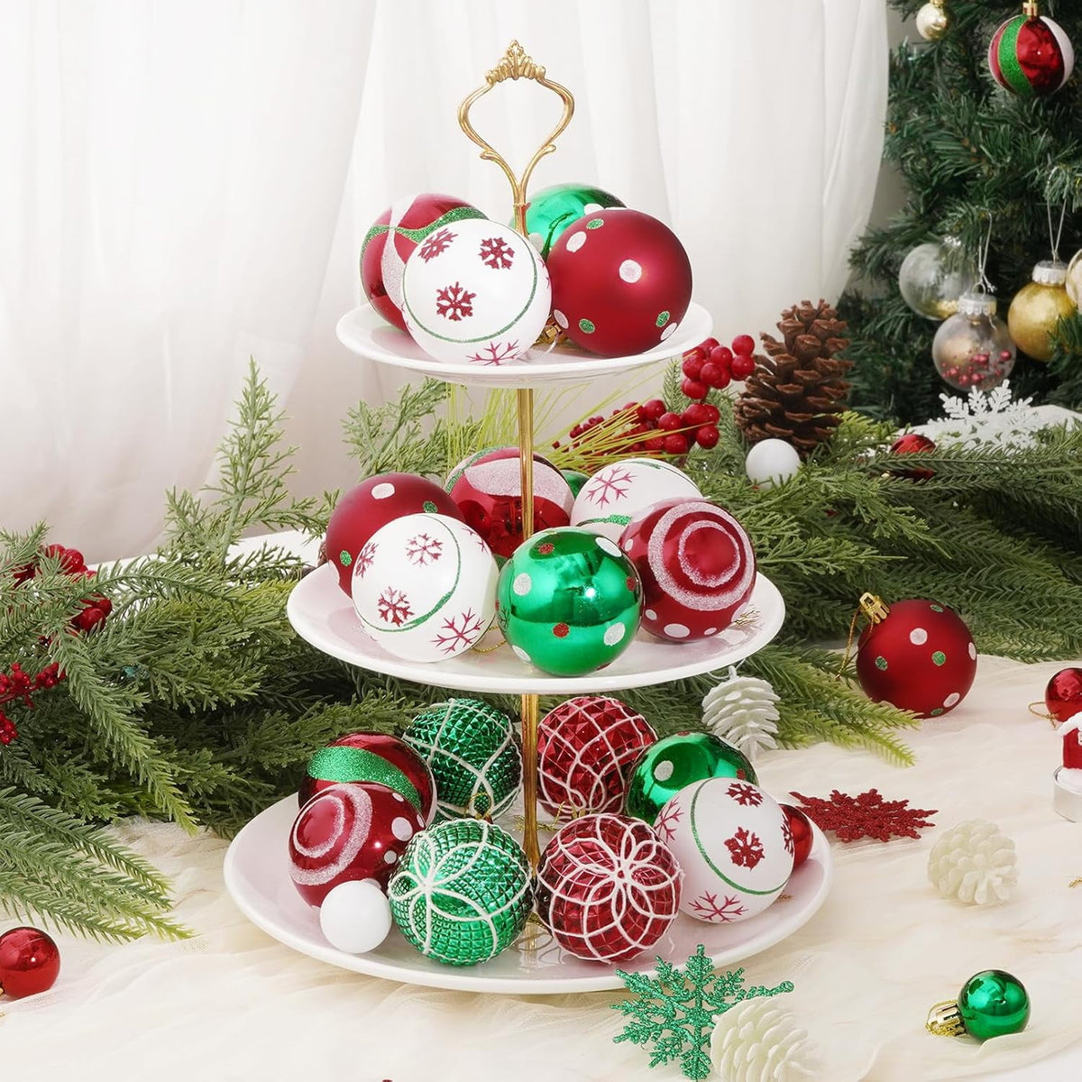 Waipfaru Christmas Balls Ornaments for Xmas Tree,50Pcs Shatterproof Christmas Tree Decorations, 2.36" Hanging Xmas Ball Ornaments Set for Holiday Party Decoration