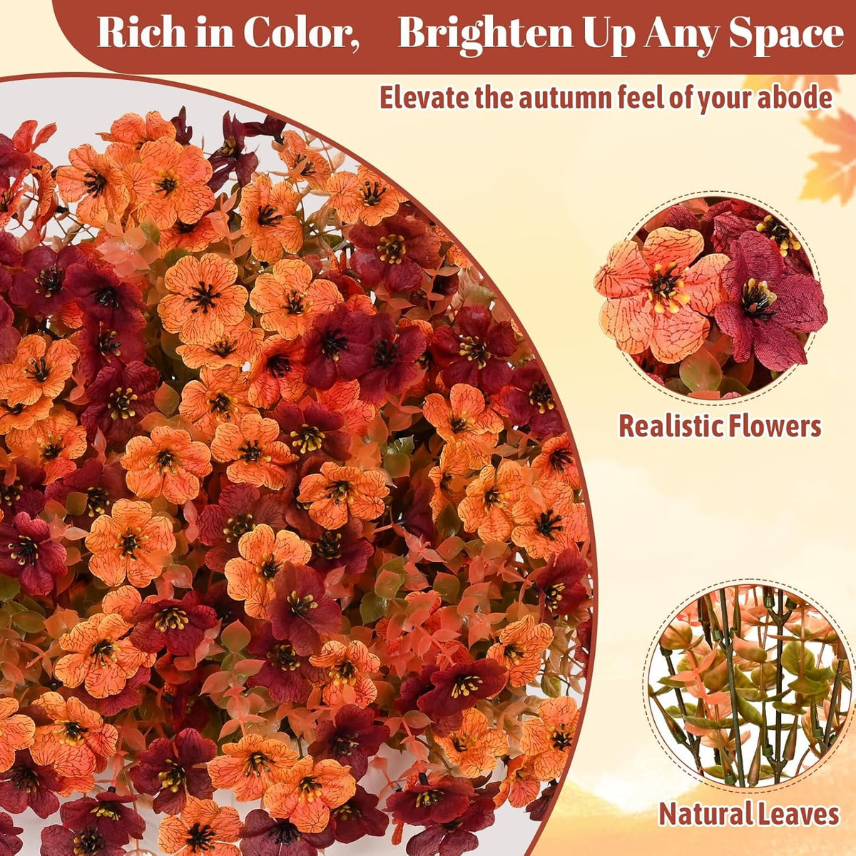 Waipfaru Artificial Fall Flowers for Outdoor, 24 Bundles Faux Mums Fake Fall Plants for Decoration, UV Resistant No Fade Silk Plastic Flower for Autumn Porch Patio Planters Yard Garden