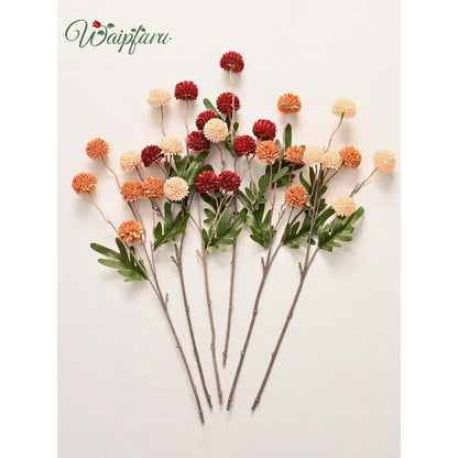 Waipfaru 12pcs Fake Silk Pompon Mum Artificial Flowers,Small Faux Chrysanthemums with Stems,Realistic Floral Decorations for Wedding DIY Bouquet Centerpieces Shower Vase Home Decor
