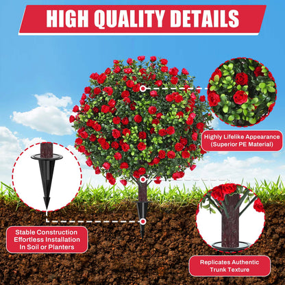 Waipfaru Set of 2 Outdoor Artificial Flower Plant Decorations,22inch UV Resistant Faux Greenery Shrubs with Ground Spike,Fake Plants for Garden, Yard, Porch, Patio Decor