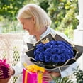 Waipfaru Glitter Roses Bouquet Blue,24pcs Glitter Artificial Flowers,DIY Glitter Everlasting Rose Bouquet with Stem for Valentine's Day Gifts,Engagement,Anniversary,Wedding