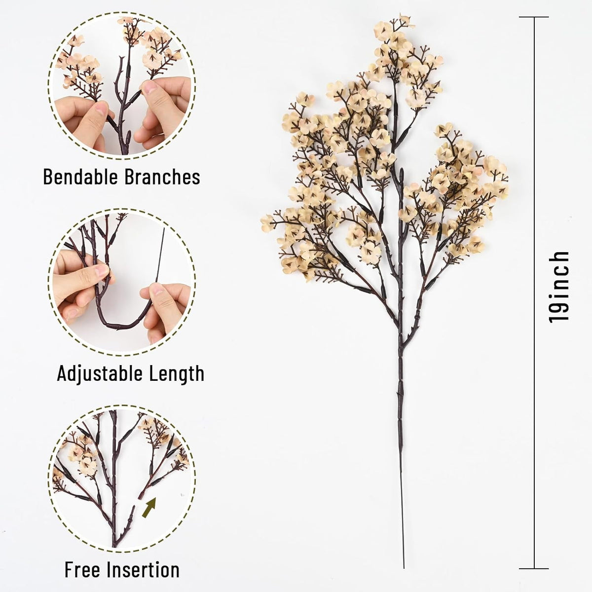 Waipfaru 20Pcs Artificial Fall Flowers Babys Breath Flower Bulk,Real Touch Silk Gypsophila Bouquets for Home Festival Decor