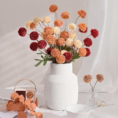 Waipfaru 12pcs Fake Silk Pompon Mum Artificial Flowers,Small Faux Chrysanthemums with Stems,Realistic Floral Decorations for Wedding DIY Bouquet Centerpieces Shower Vase Home Decor