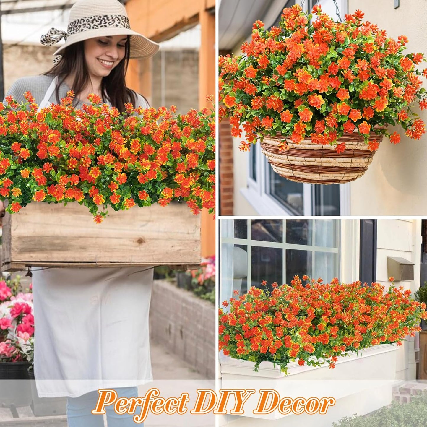 Waipfaru 12 Bundles Fall Flowers Outdoor ,Fake Mums,UV Resistant Faux Flowers No Fade Fake Greenery for Outside Porch Home Decoration