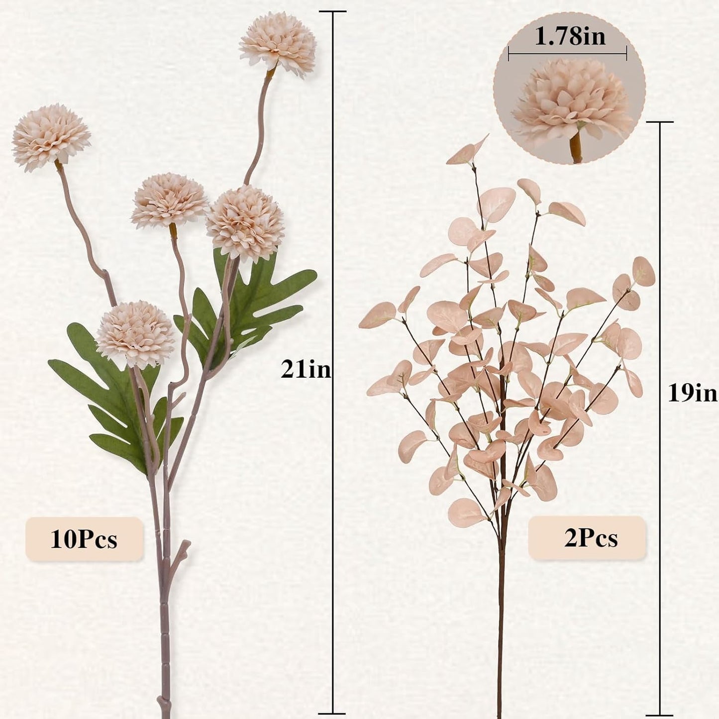Waipfaru 12pcs Fake Silk Pompon Mum Artificial Flowers,Small Faux Chrysanthemums with Stems,Realistic Floral Decorations for Wedding DIY Bouquet Centerpieces Shower Vase Home Decor