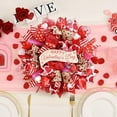 Waipfaru 18" Valentines Day Mesh Wreath for Front Door,Handmade Red & Pink Deco Mesh Wreath with Wooden Sign,Romantic Heart Ribbon Door Hanger for Valentine Decorations